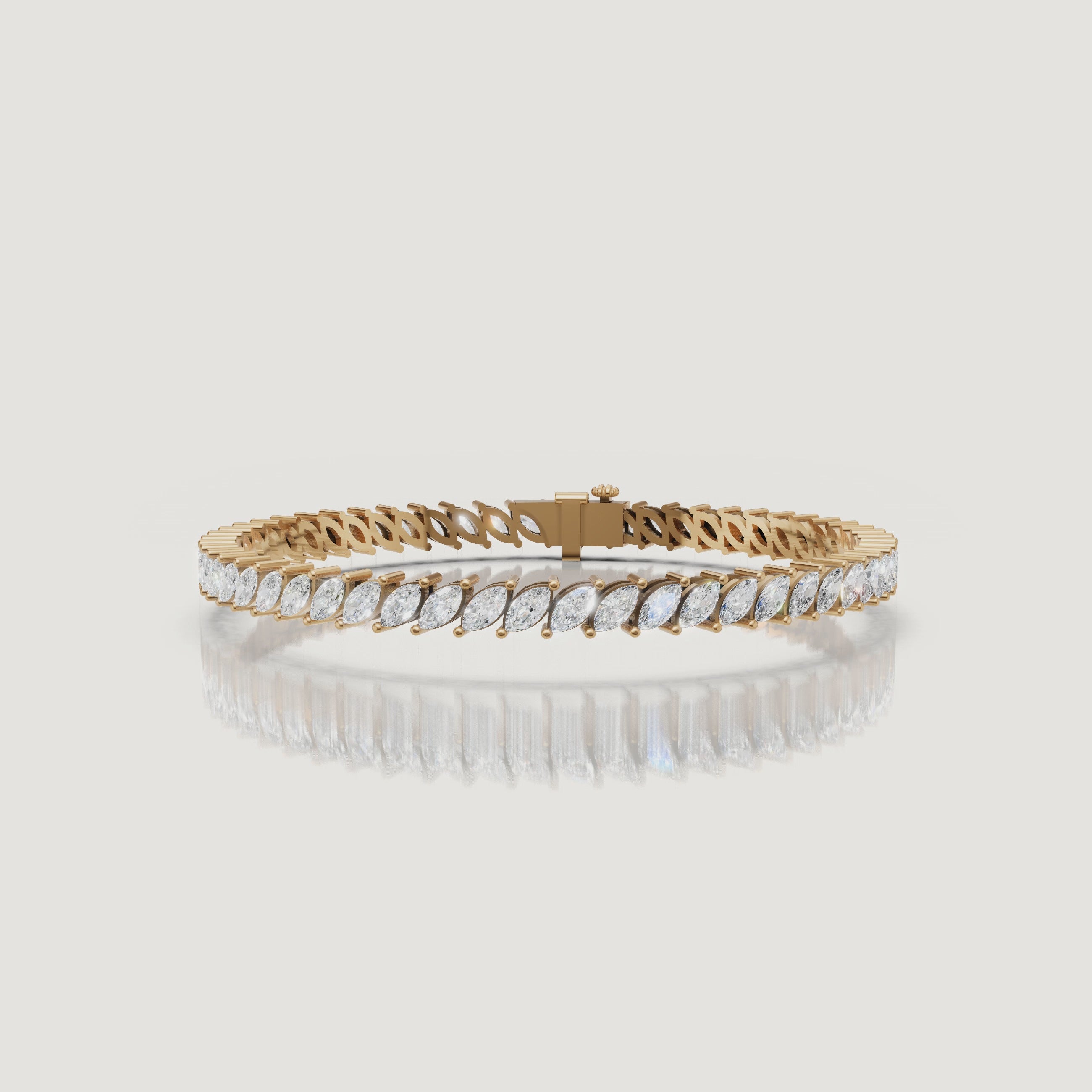 Yellow gold marquise diamond tennis bracelet video by Raul Diamonds
