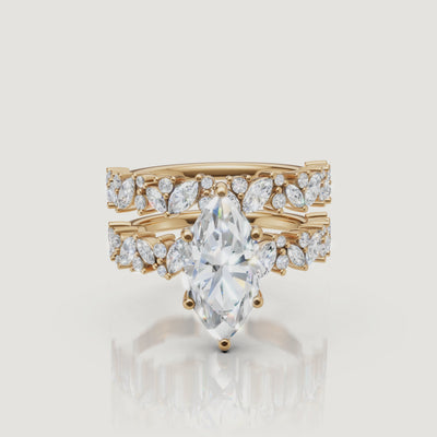 Yellow Gold Marquise Cut Diamond Bridal Set Video by Raul Diamonds