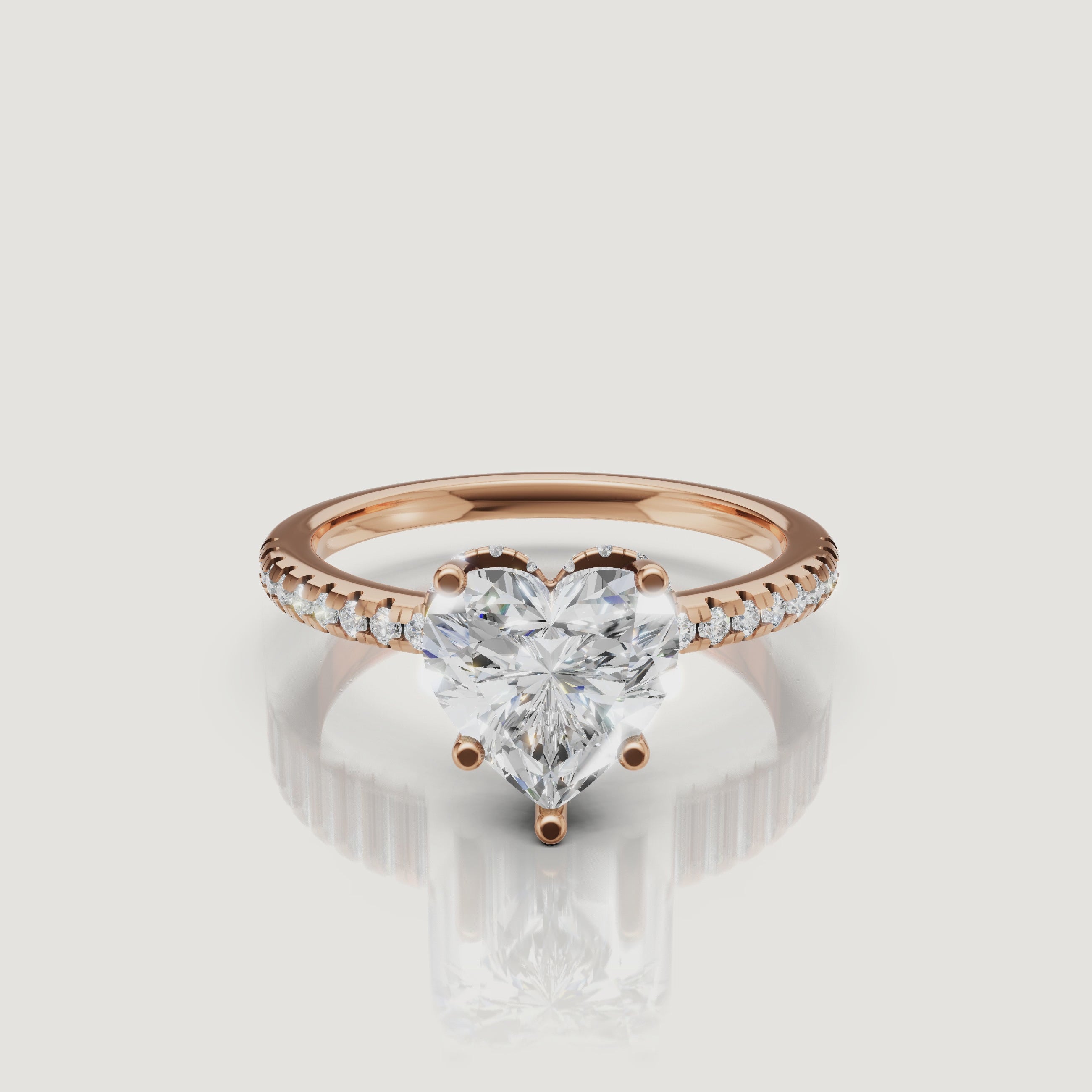 14K Gold Heart Cut Lab Diamond Engagement Ring Showcase
