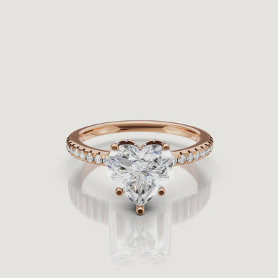 14K Gold Heart Cut Lab Diamond Engagement Ring Showcase