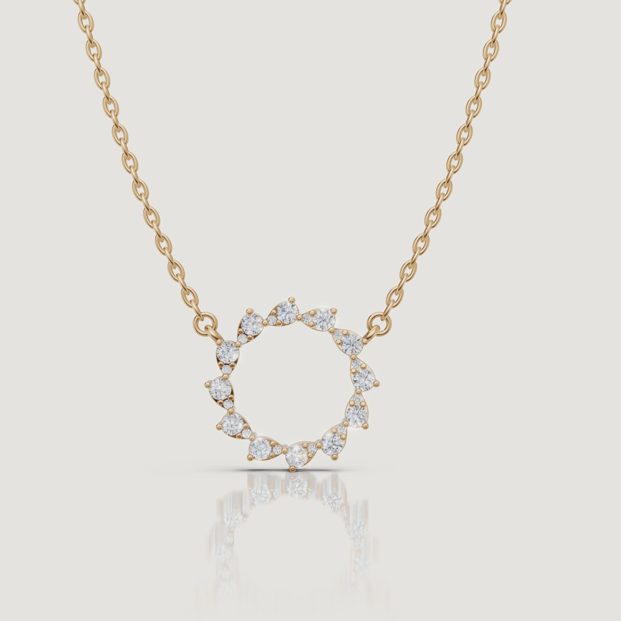 Yellow Gold Diamond Circle Pendant Necklace Video by Raul Diamonds