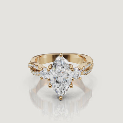 Marquise Three Stone Lab Diamond Ring Video in Yellow Gold – Raul Diamonds