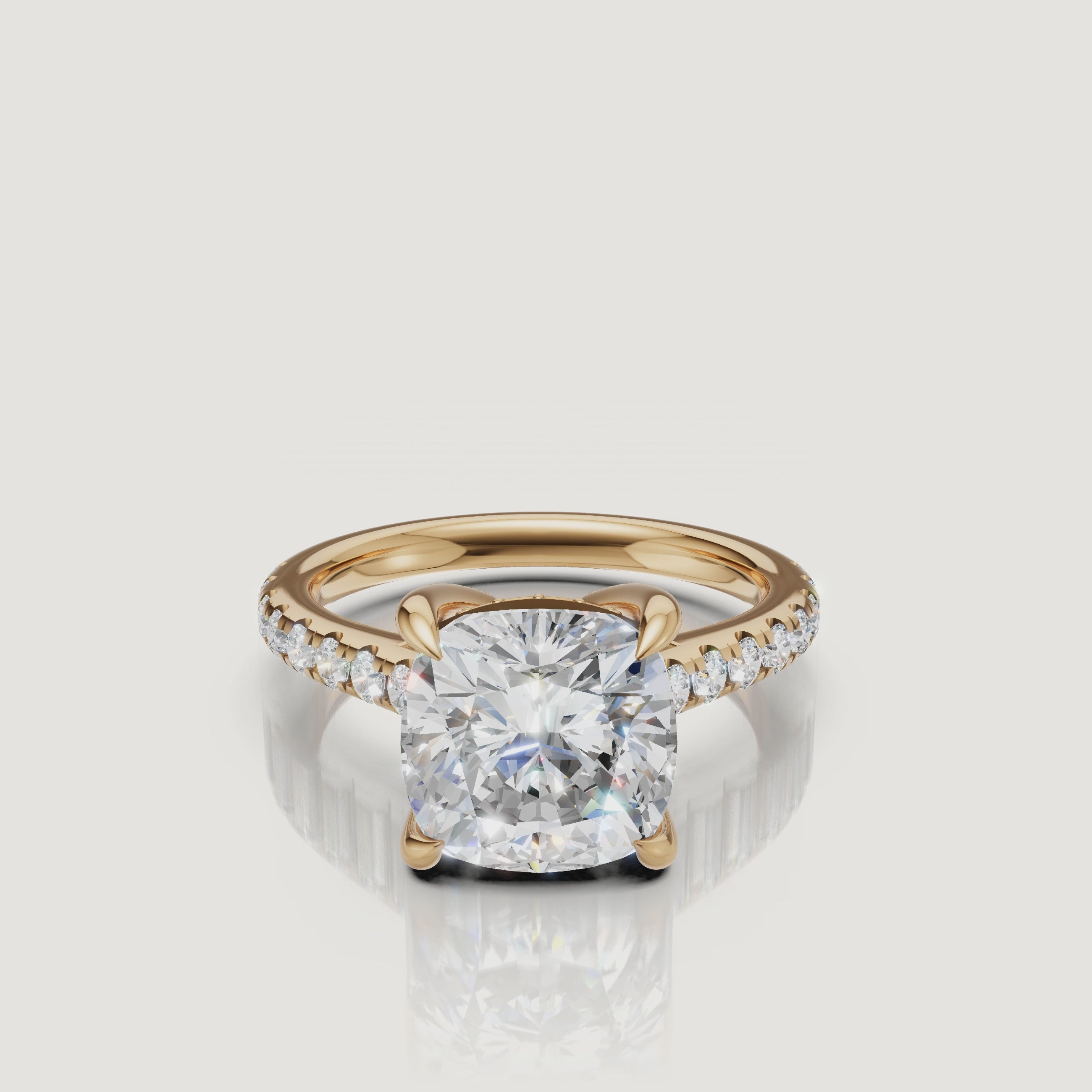 Cushion Lab Grown Diamond Ring Video in 14K Yellow Gold – Raul Diamonds