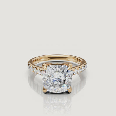 Cushion Lab Grown Diamond Ring Video in 14K Yellow Gold – Raul Diamonds