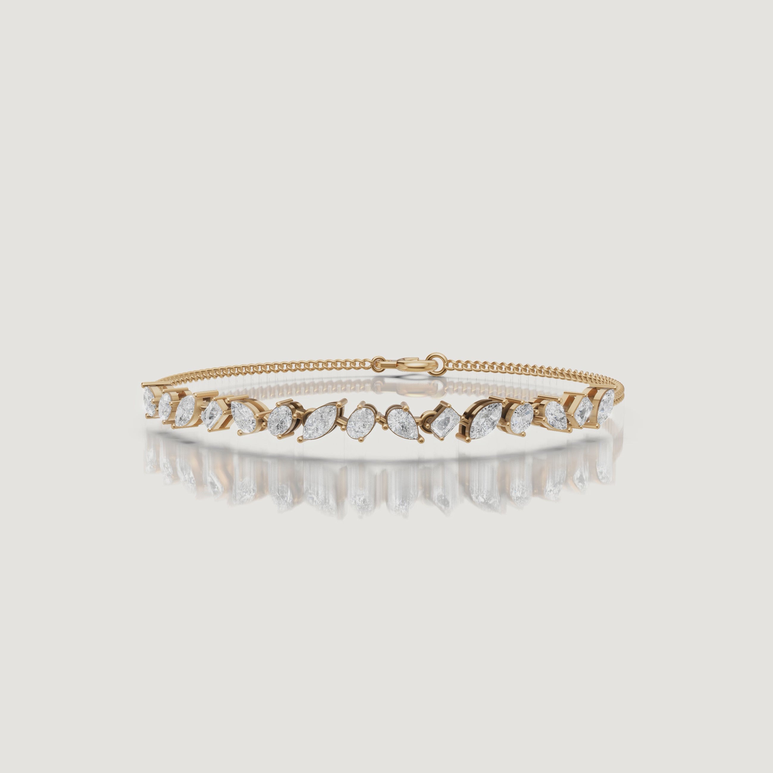 Yellow gold marquise diamond bracelet video by Raul Diamonds fine jewelry