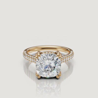 Cushion Cut Lab Grown Diamond Ring Video in 14K Yellow Gold – Raul Diamonds