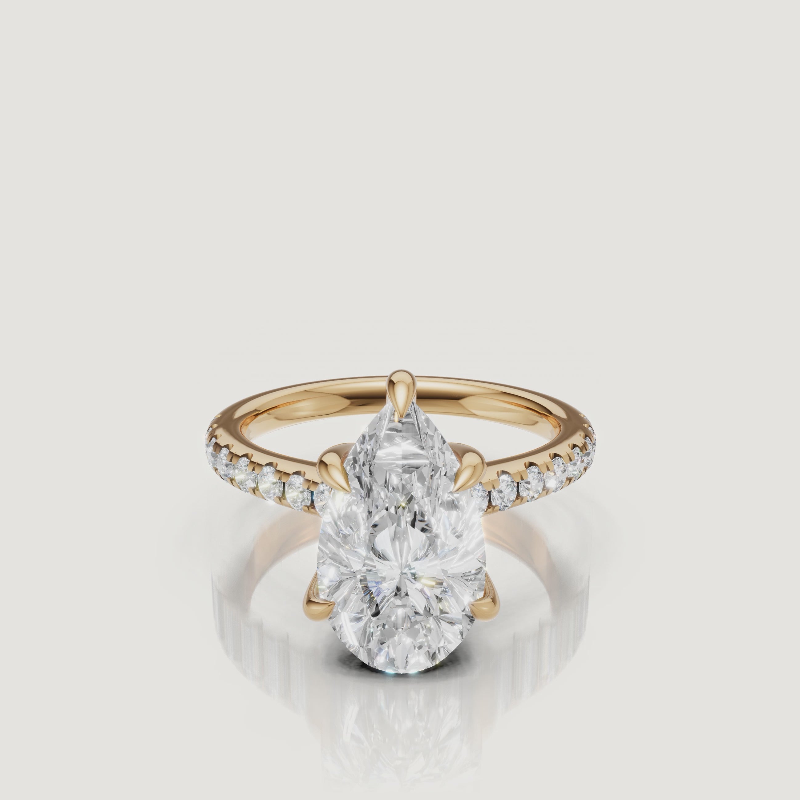 Pear Shape Lab Grown Diamond Ring Video in 14K Yellow Gold – Raul Diamonds