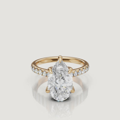 Pear Shape Lab Grown Diamond Ring Video in 14K Yellow Gold – Raul Diamonds