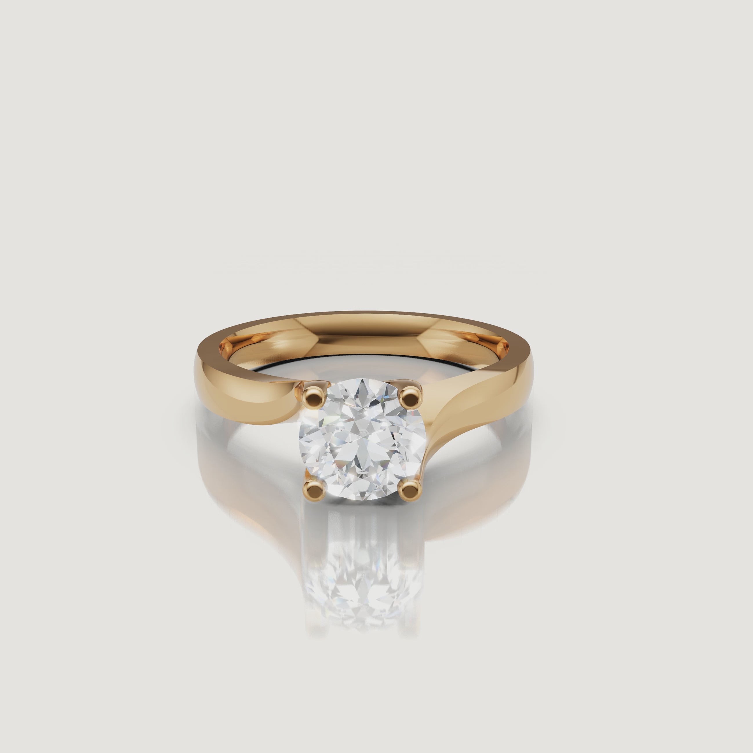 360 video of Raul Diamonds yellow gold round solitaire diamond engagement ring with polished band