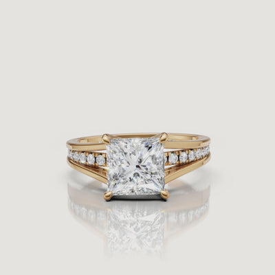 Princess Cut Lab Diamond Ring Video in Yellow Gold – Raul Diamonds