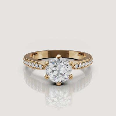 360 video of Raul Diamonds yellow gold round solitaire diamond engagement ring with pavé band