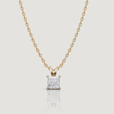 Yellow Gold Princess Cut Lab Grown Diamond Pendant Necklace Video by Raul Diamonds