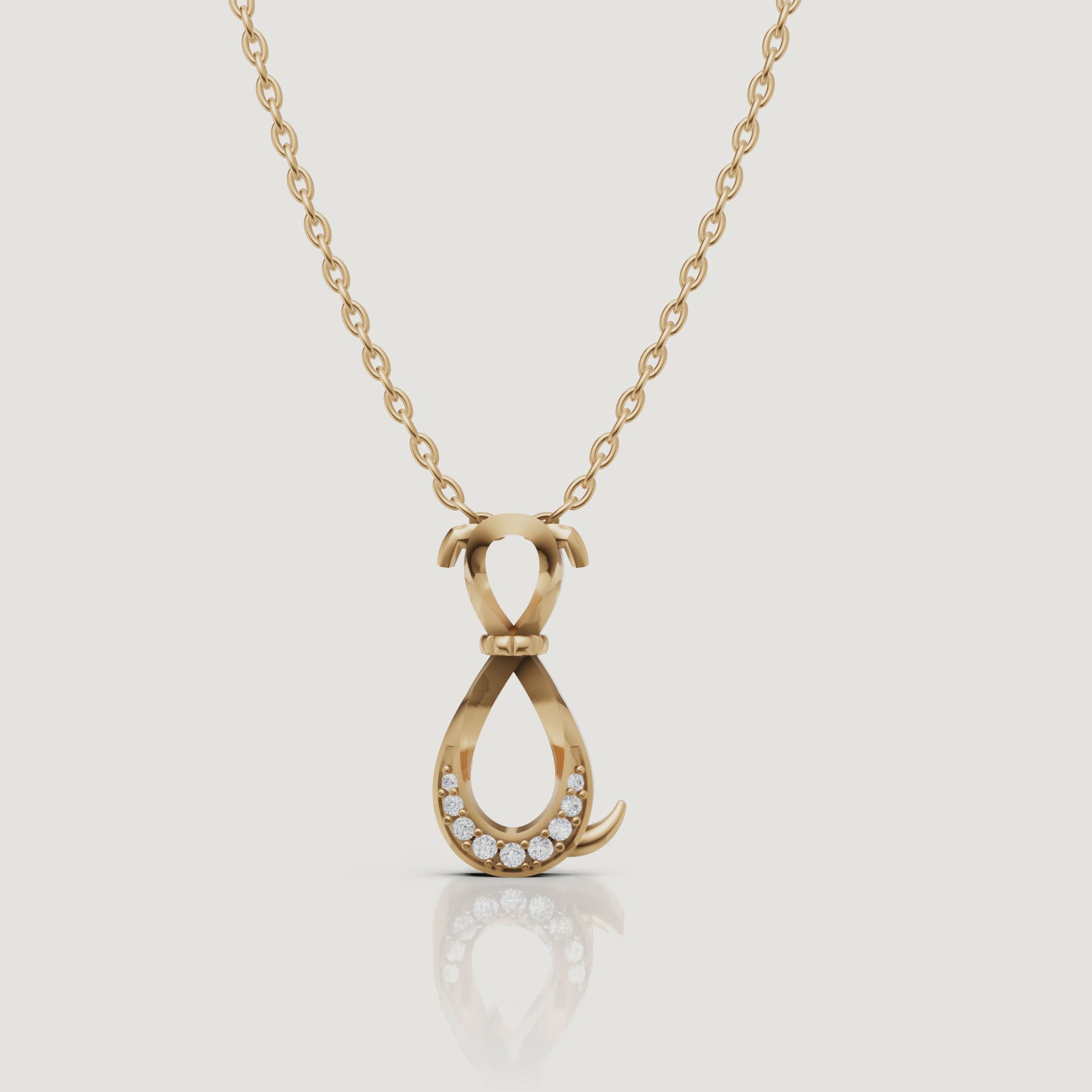 Yellow Gold Diamond Horseshoe Pendant Necklace Video by Raul Diamonds