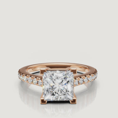 Rose gold princess cut diamond engagement ring luxury sparkle video by Raul Diamonds