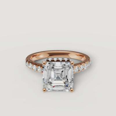 Asscher Cut Lab Grown Diamond Engagement Ring Video in 14K Yellow Gold – Raul Diamonds