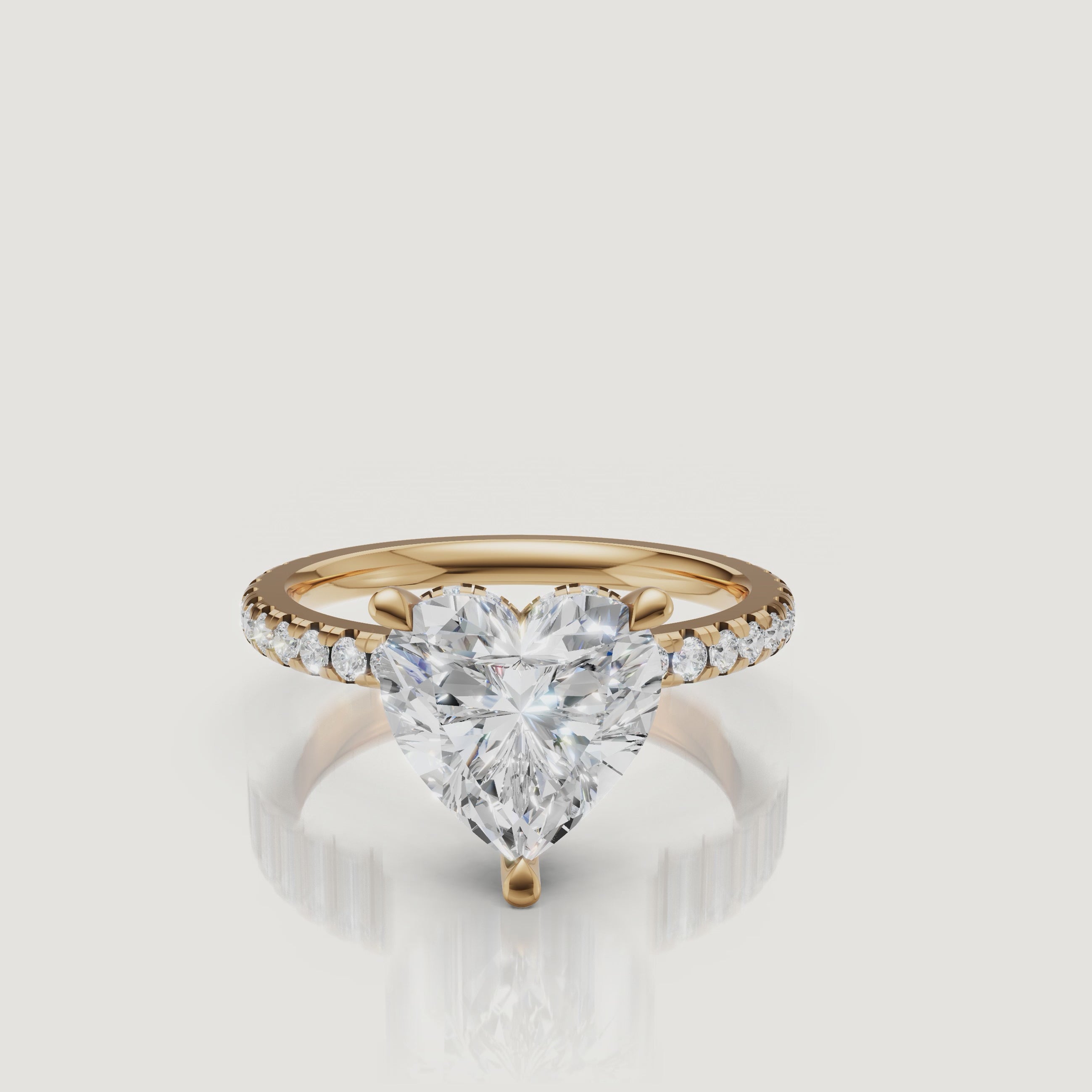 Heart Shape Lab Grown Diamond Ring Video in 14K Yellow Gold – Raul Diamonds