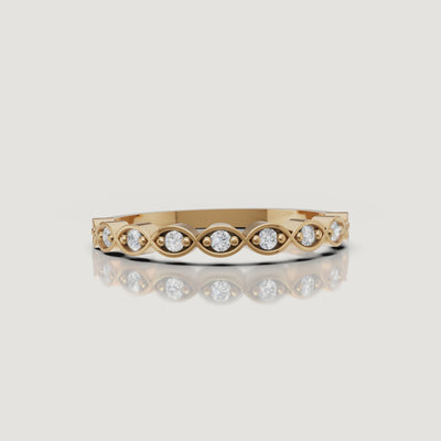 Yellow gold infinity diamond wedding band video by Raul Diamonds with sparkling round diamonds