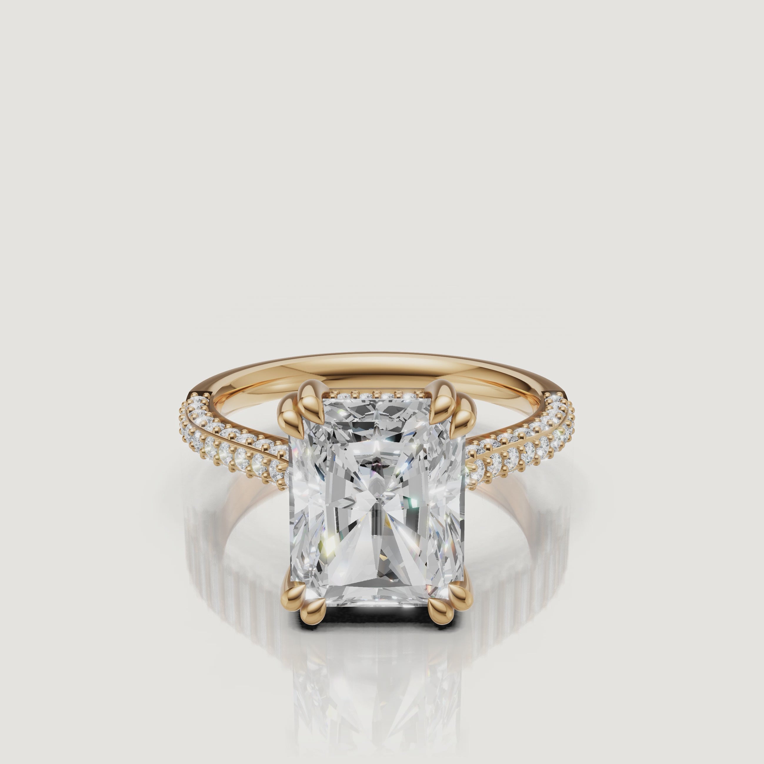 Radiant Cut Lab Grown Diamond Ring Video in 14K Yellow Gold – Raul Diamonds