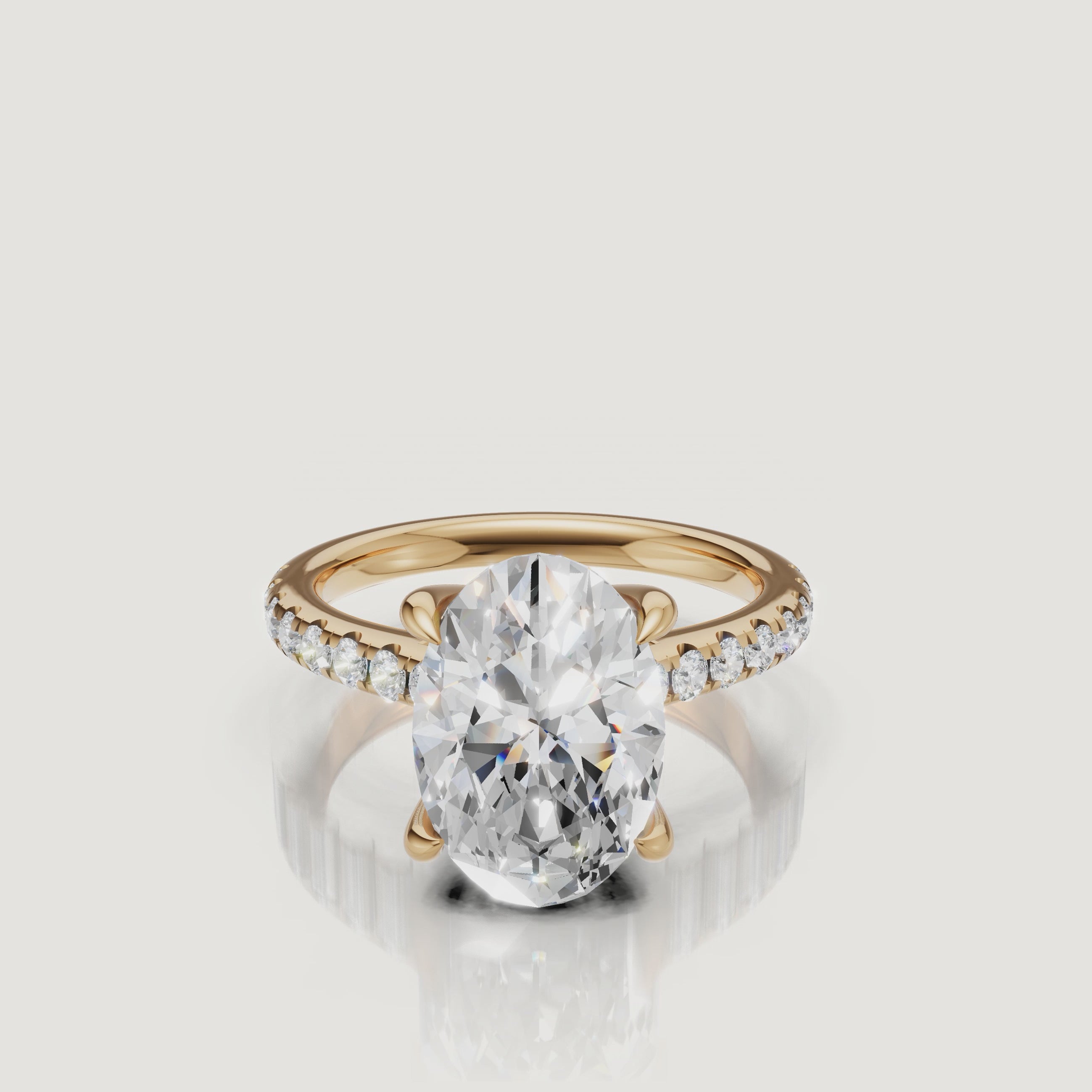 Oval Cut Lab Grown Diamond Ring Video in 14K Yellow Gold – Raul Diamonds