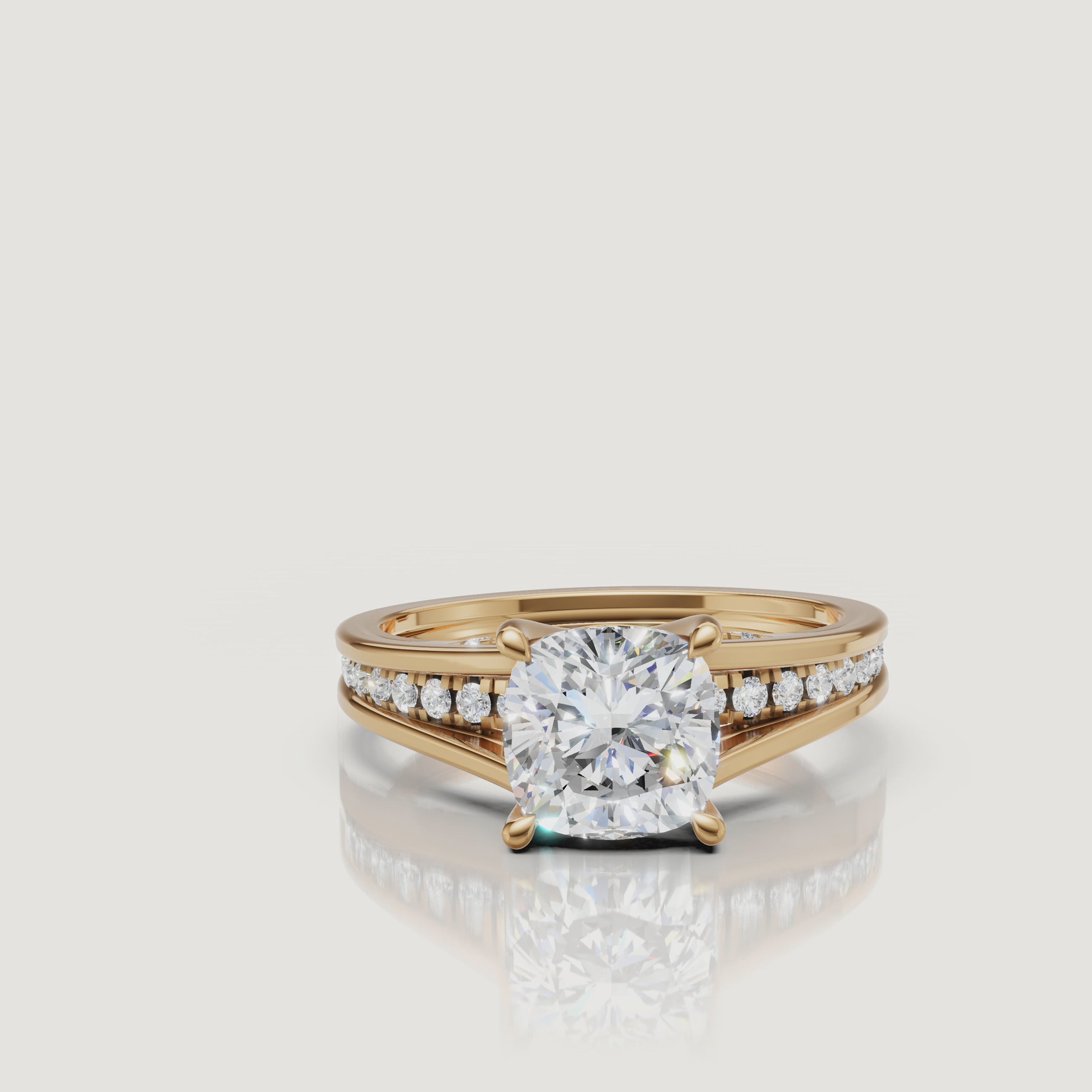Cushion Cut Lab Diamond Ring Video in Yellow Gold – Raul Diamonds
