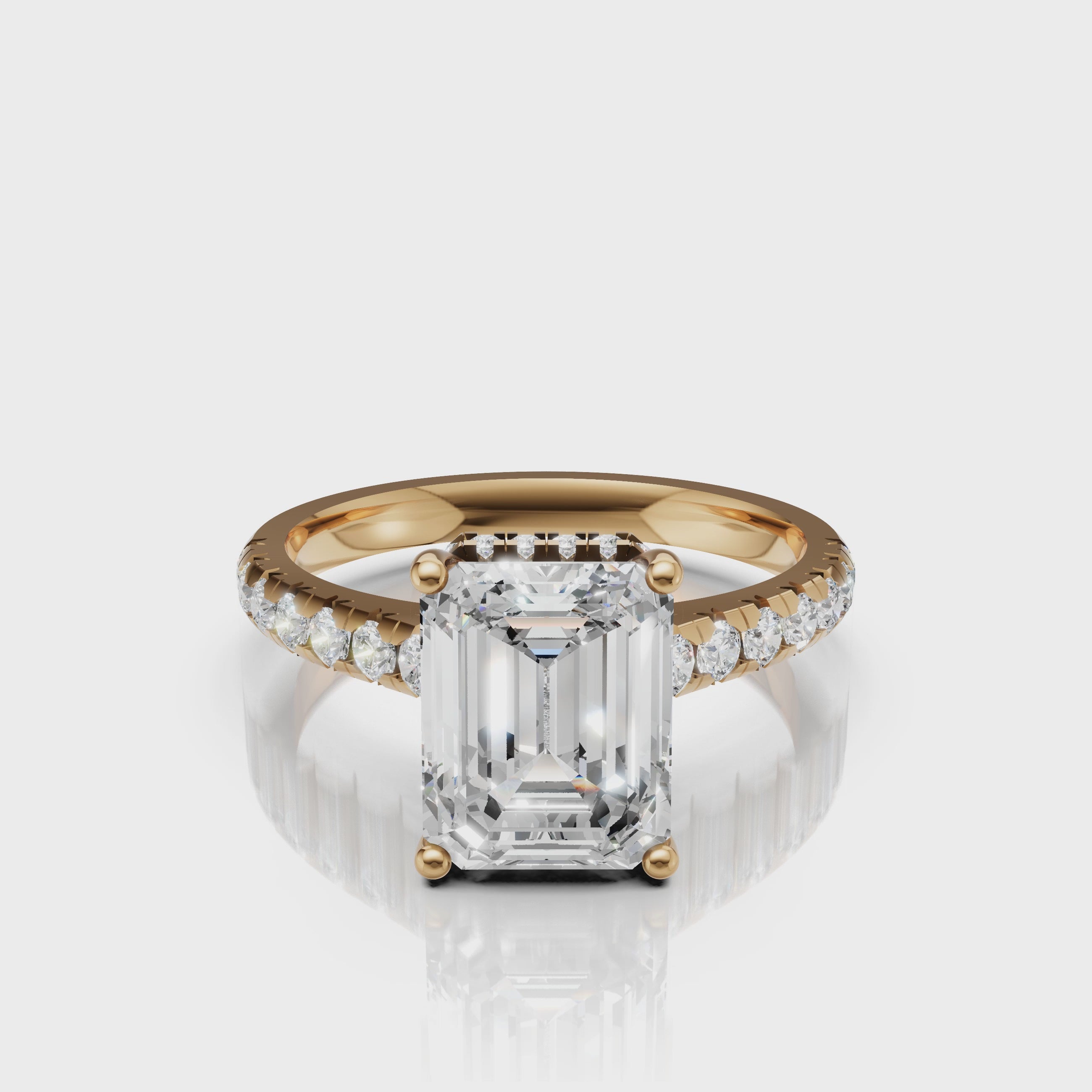 Emerald Cut Lab Grown Diamond Engagement Ring Video in 14K Yellow Gold – Raul Diamonds