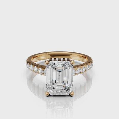 Emerald Cut Lab Grown Diamond Engagement Ring Video in 14K Yellow Gold – Raul Diamonds