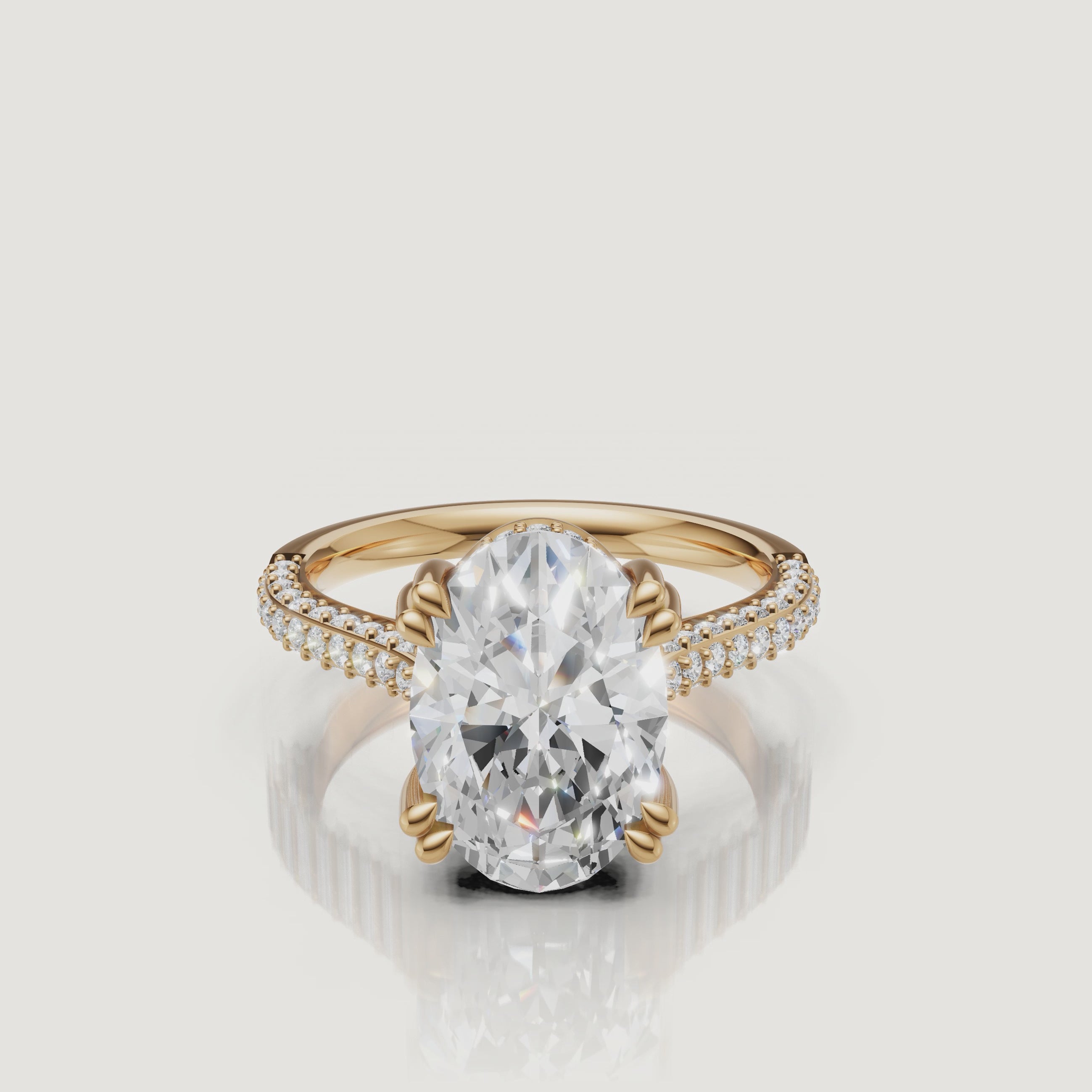 Oval Lab Grown Diamond Ring Video in 14K Yellow Gold – Raul Diamonds