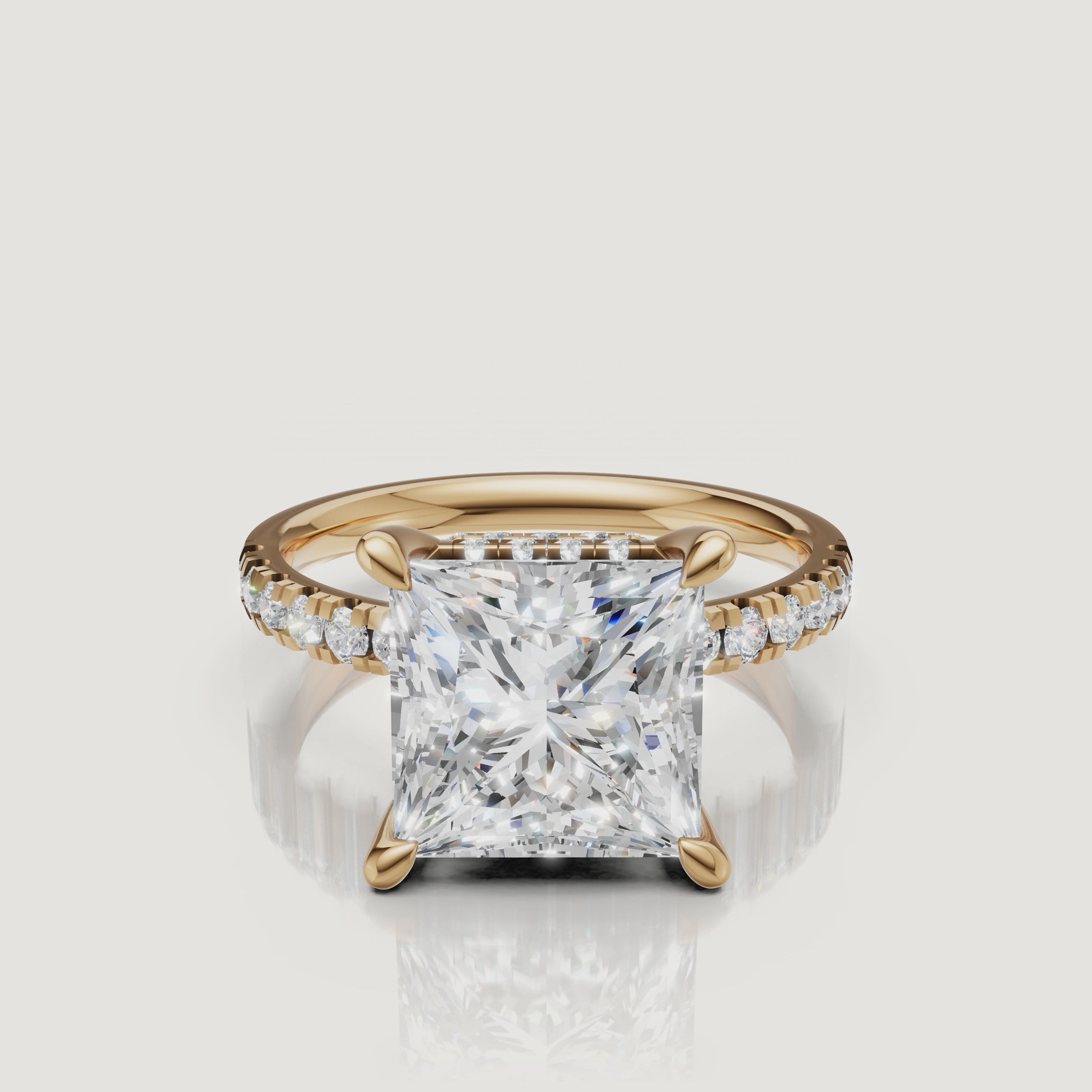 Princess Cut Lab Grown Diamond Ring Video in 14K Yellow Gold – Raul Diamonds