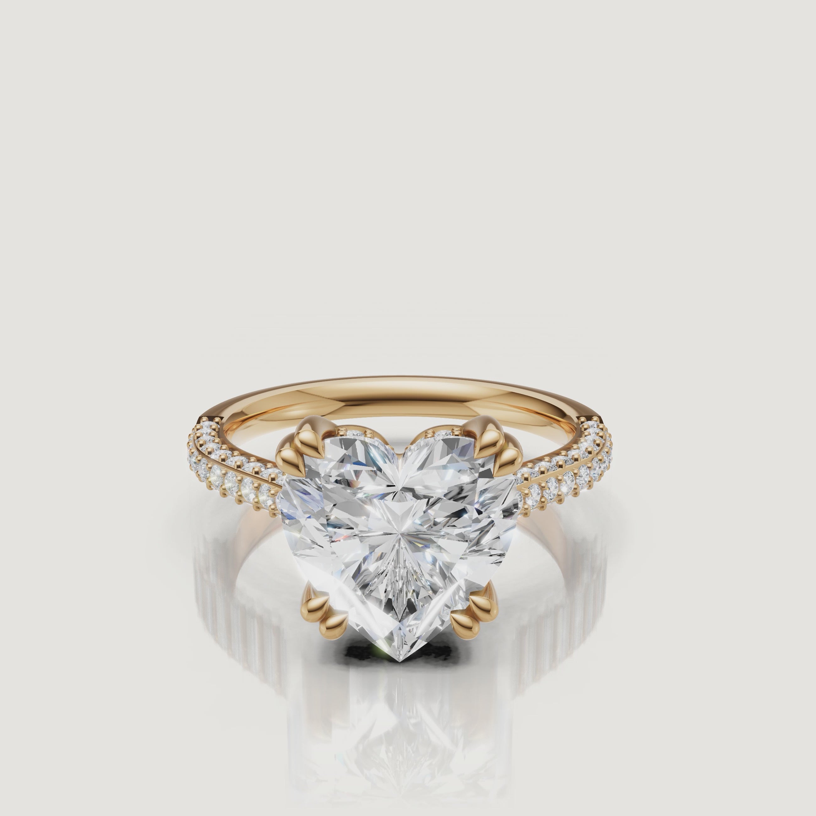 Heart Shape Lab Grown Diamond Ring Video in 14K Yellow Gold – Raul Diamonds