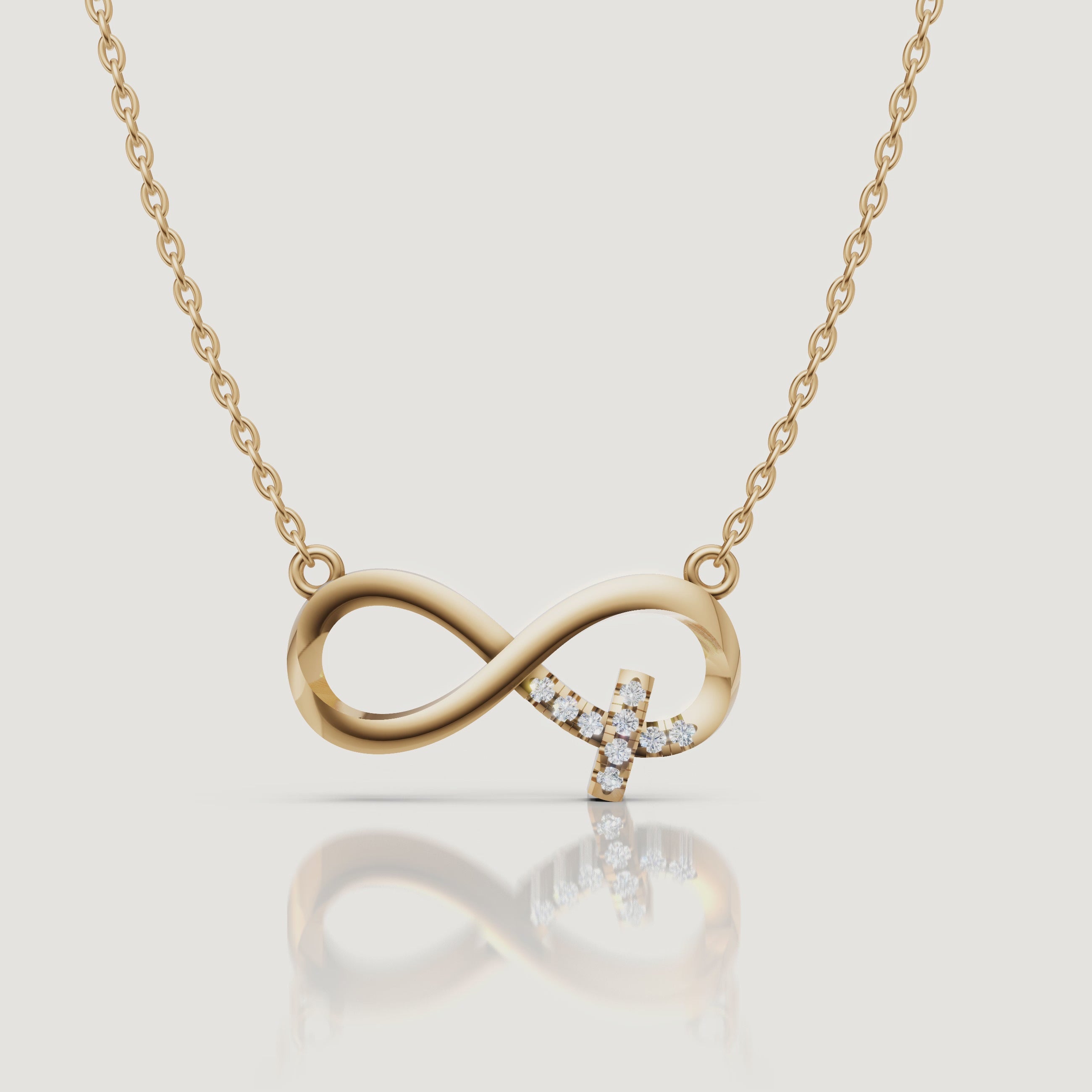 Yellow Gold Infinity Initial Pendant Necklace Video by Raul Diamonds