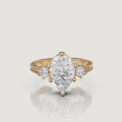 Yellow Gold Vintage Pear Lab Diamond Ring Video – Raul Diamonds