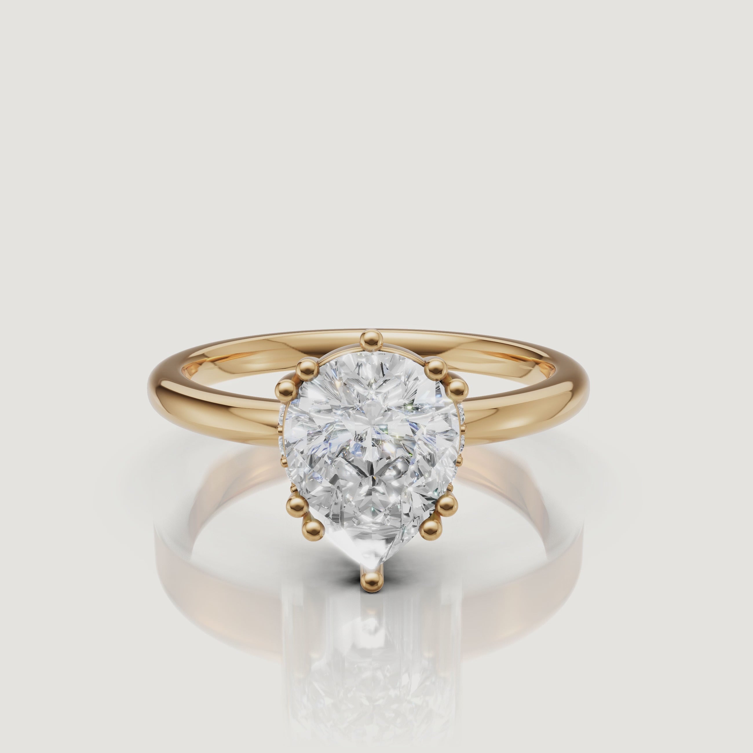 Pear Cut Lab Grown Diamond Engagement Ring Video in 14K Yellow Gold – Raul Diamonds