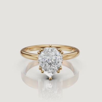 Pear Cut Lab Grown Diamond Engagement Ring Video in 14K Yellow Gold – Raul Diamonds