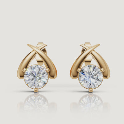 Yellow gold crossover diamond earrings cinematic jewelry video by Raul Diamonds