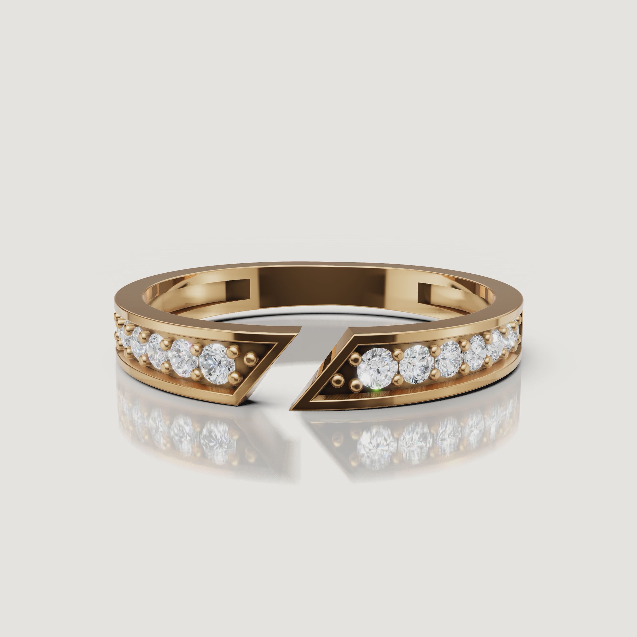 Raul Diamonds yellow gold open gap diamond wedding band rotating jewelry showcase video