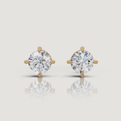 Yellow gold round solitaire diamond stud earrings video showcasing brilliant sparkle by Raul Diamonds