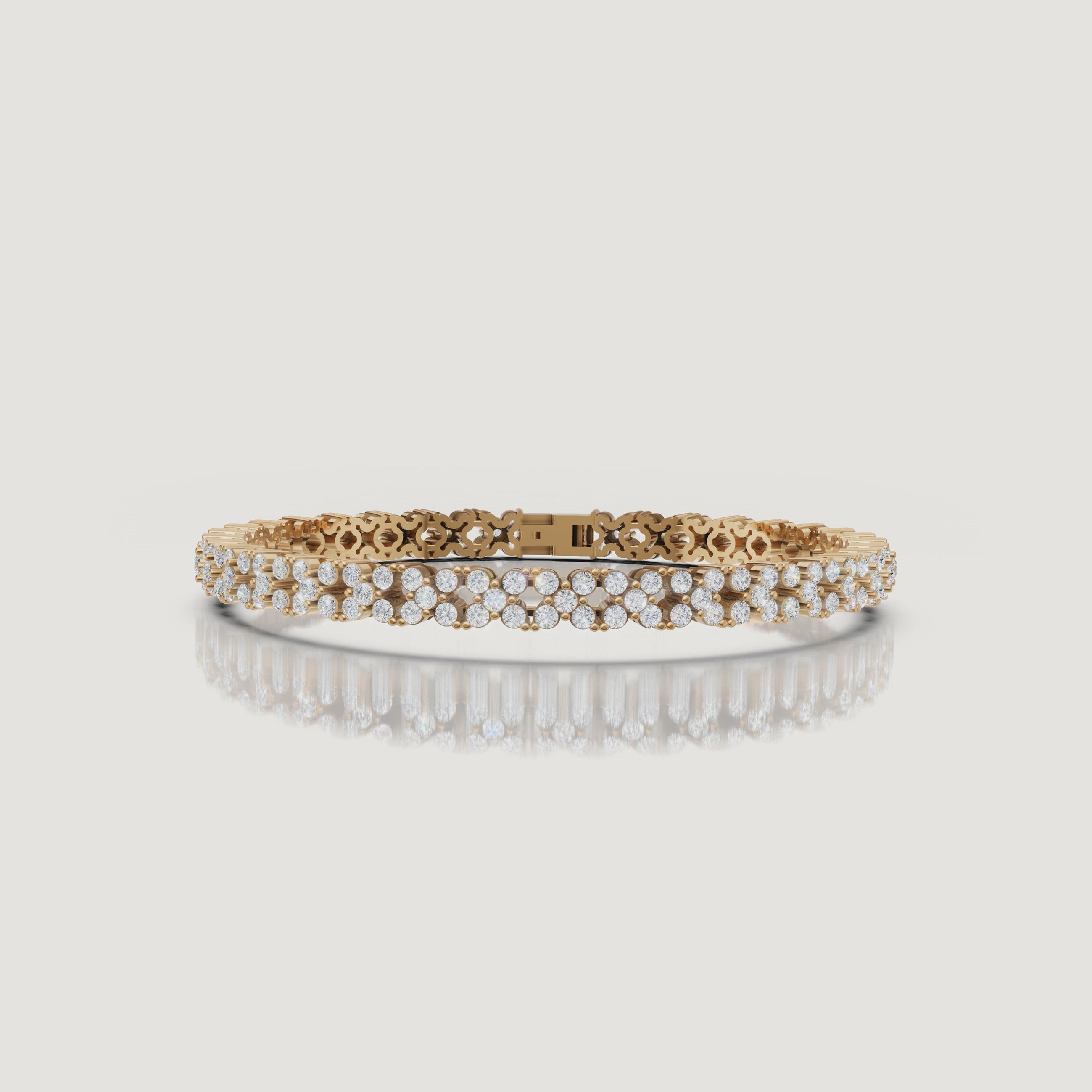 Luxury yellow gold floral diamond bracelet video by Raul Diamonds featuring sparkling lab grown diamonds, elegant wrist movement, cinematic macro close-up shots, warm premium lighting, and timeless fine jewelry styling for a sophisticated luxury look