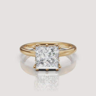 Princess Cut Lab Grown Diamond Engagement Ring Video in 14K Yellow Gold – Raul Diamonds