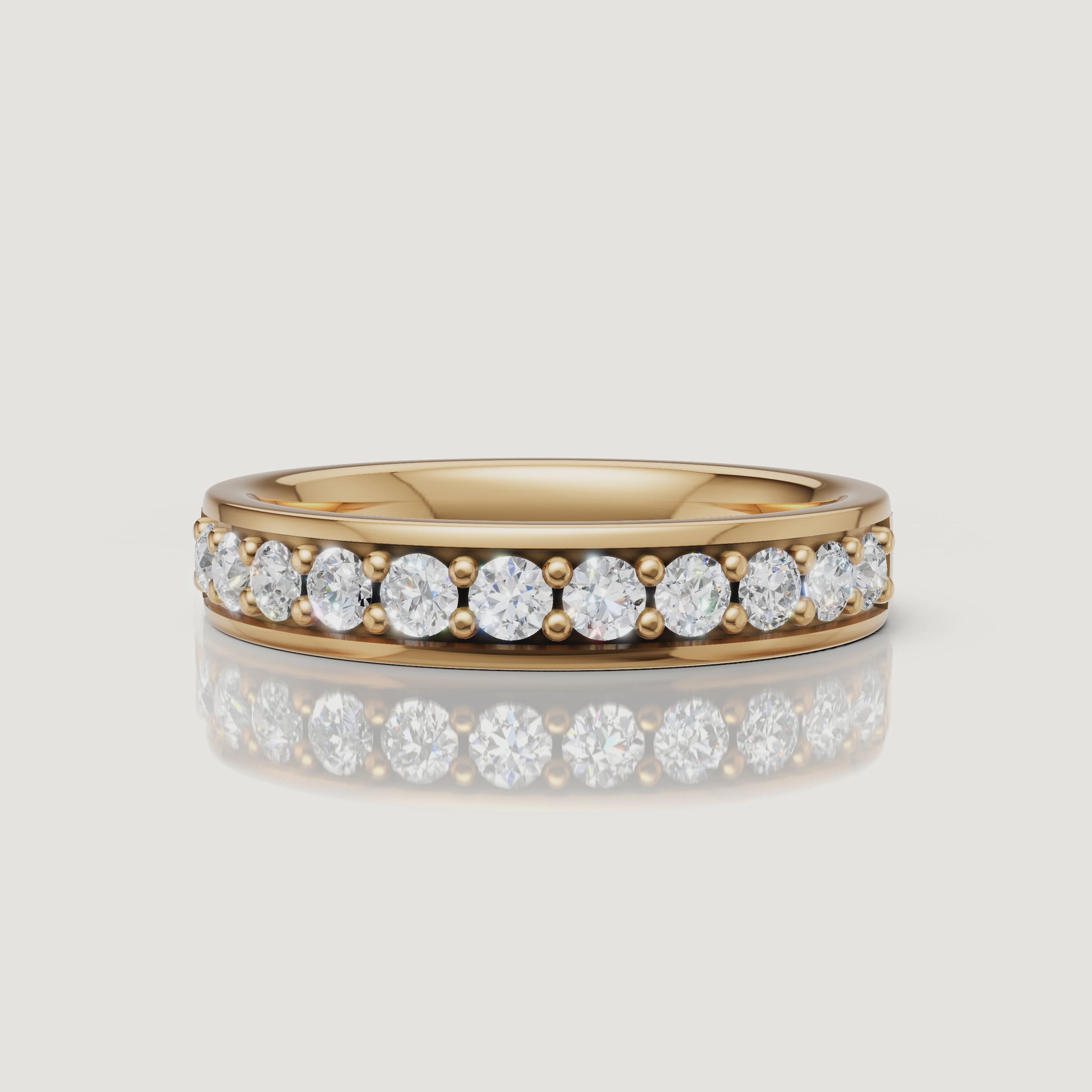 Yellow gold round diamond wedding band video by Raul Diamonds