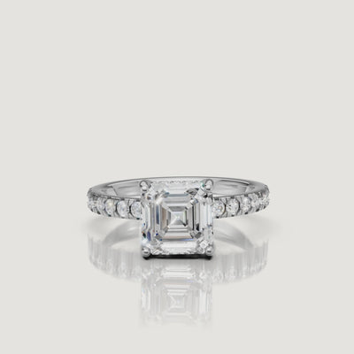 White gold emerald cut engagement ring elegant brilliance video by Raul Diamonds