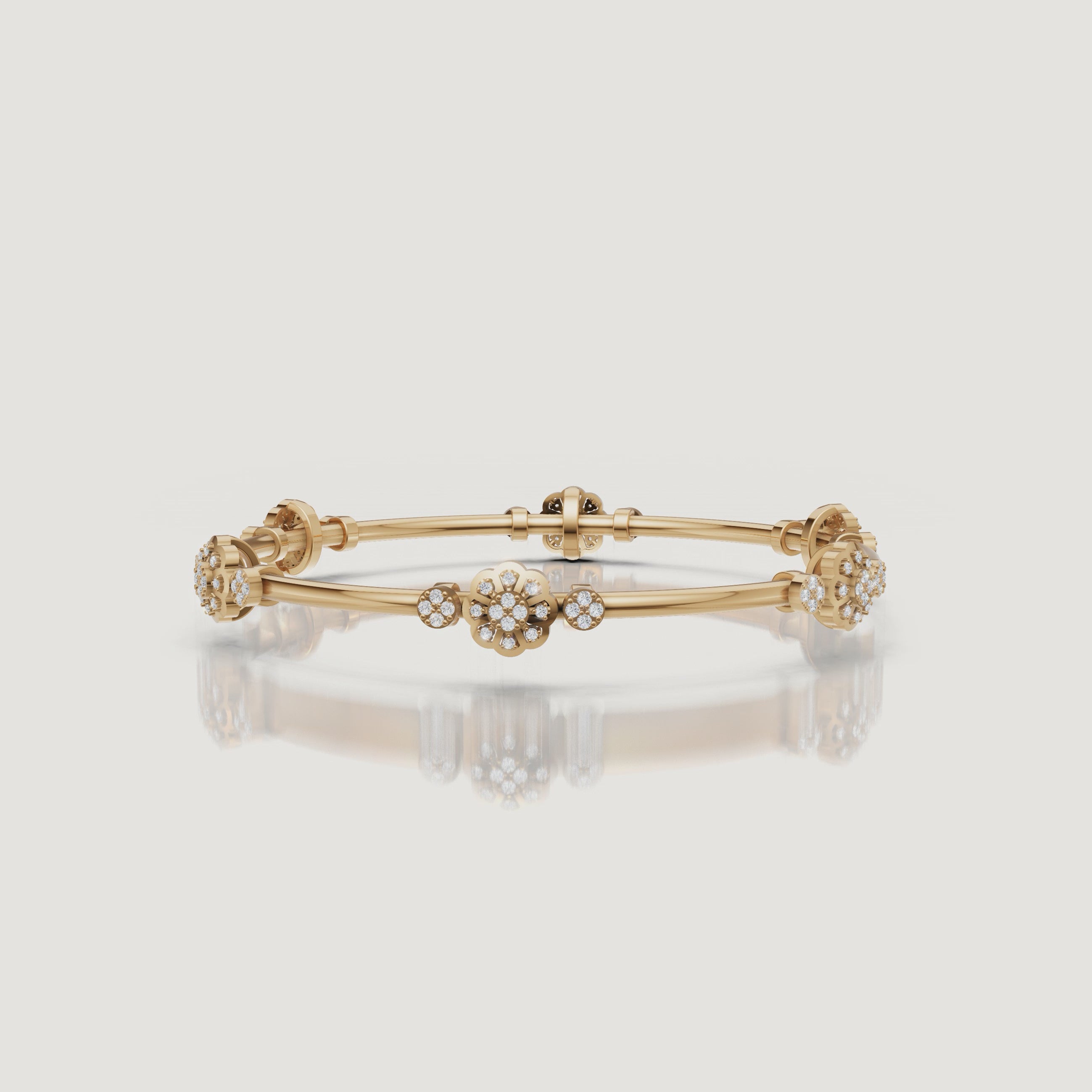 Yellow gold floral diamond bracelet video by Raul Diamonds