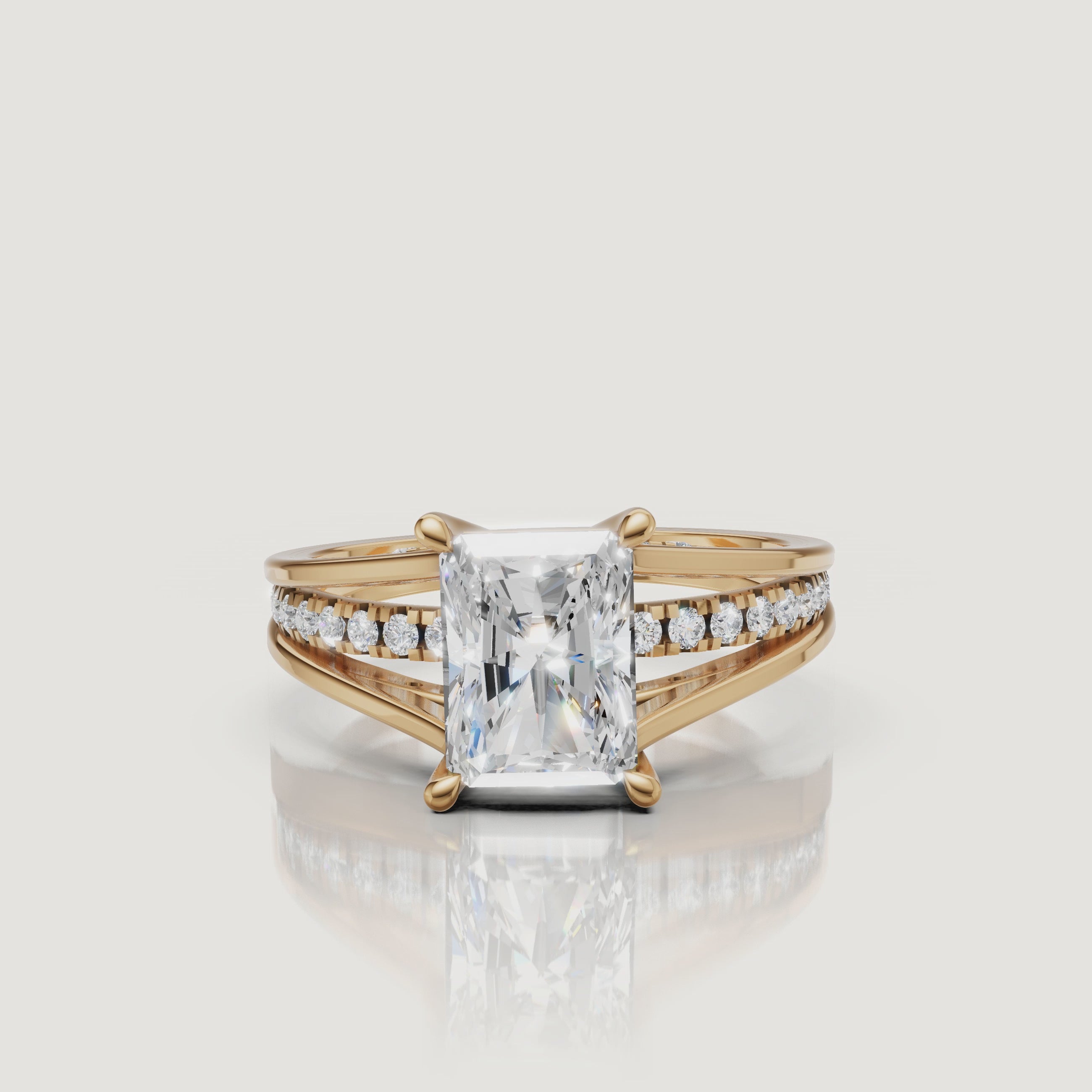 Radiant Cut Lab Diamond Ring Video in Yellow Gold – Raul Diamonds