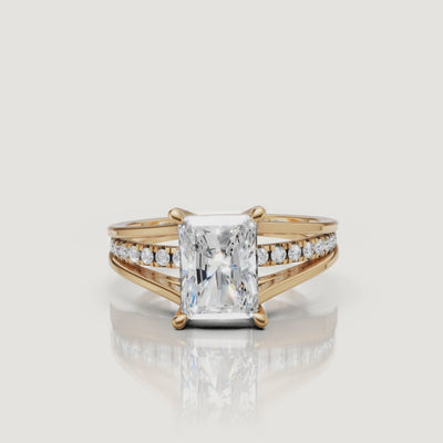 Radiant Cut Lab Diamond Ring Video in Yellow Gold – Raul Diamonds