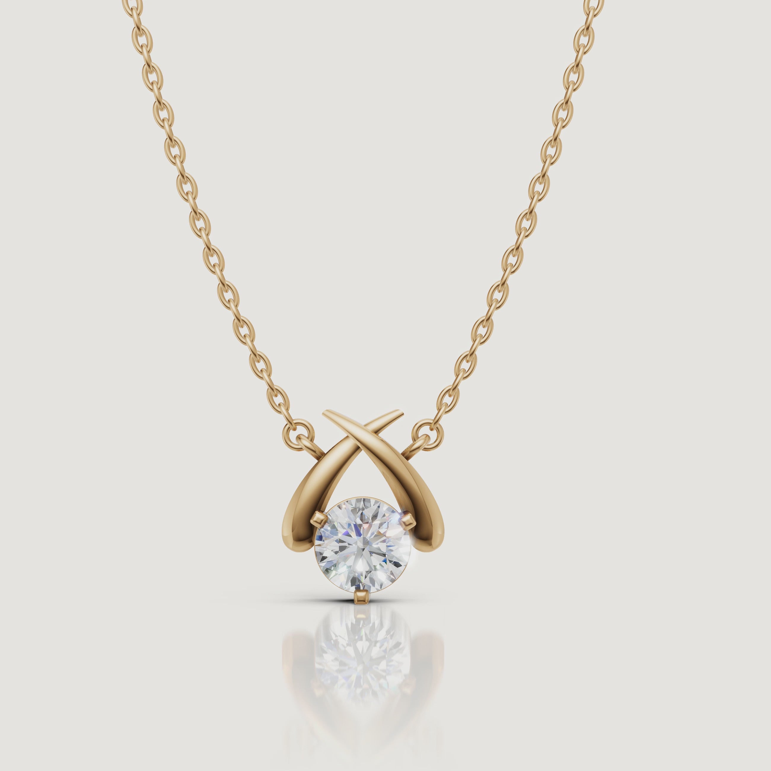 Yellow Gold Solitaire Diamond Drop Pendant Necklace Video by Raul Diamonds
