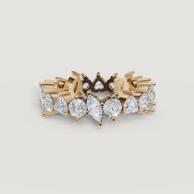 rotating view of marquise and round lab grown diamond eternity band
