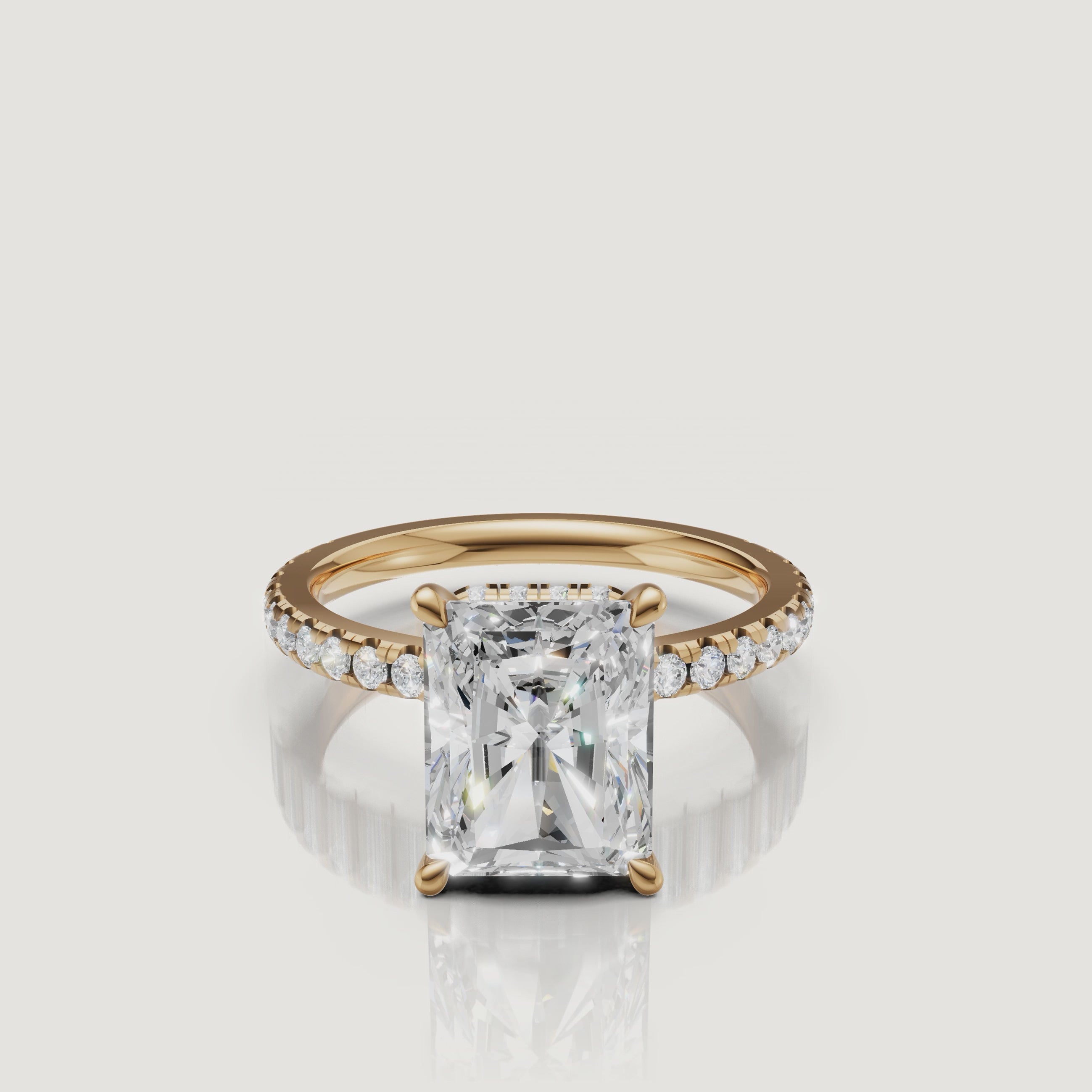 Radiant Cut Lab Grown Diamond Ring Video in 14K Yellow Gold – Raul Diamonds