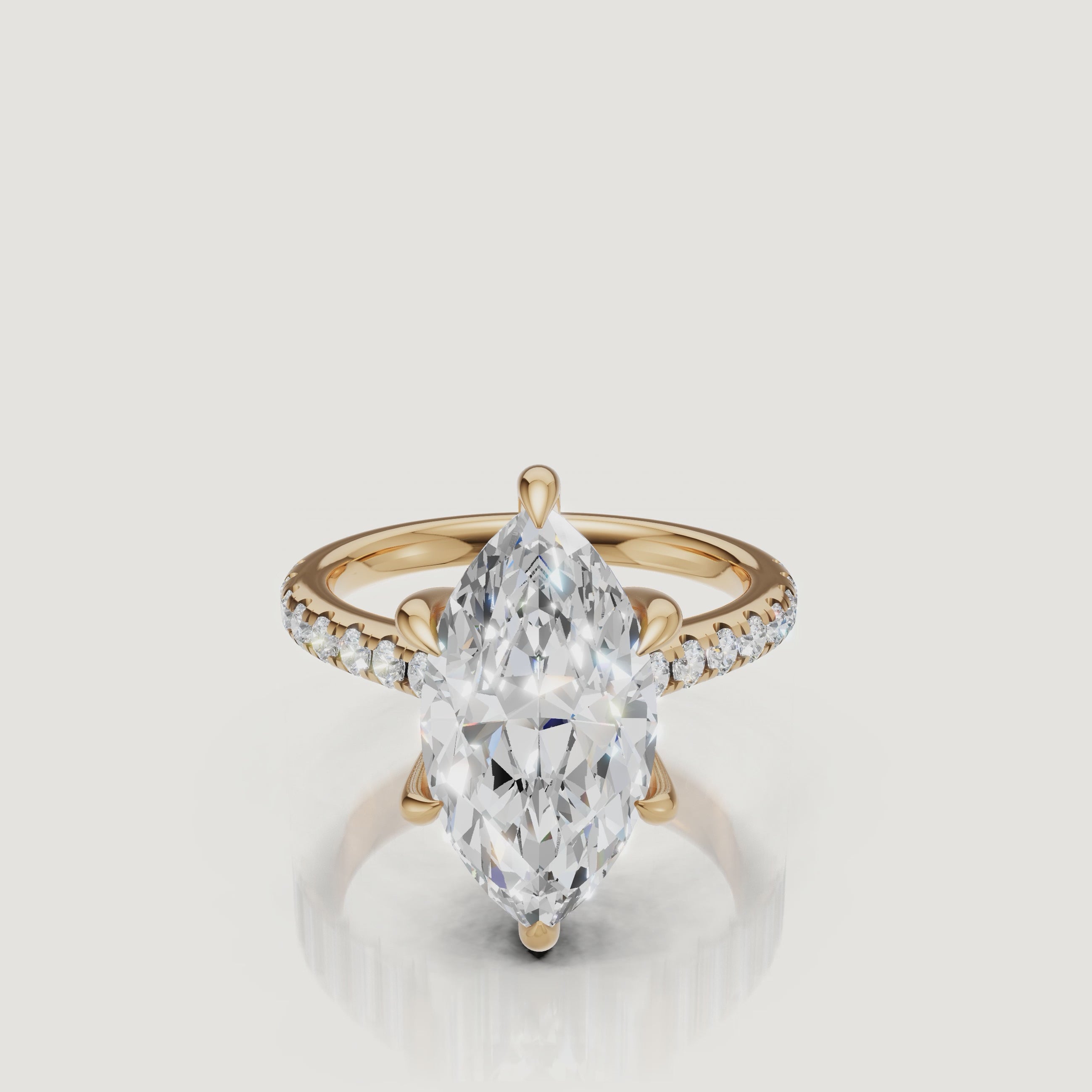 Marquise Cut Lab Grown Diamond Ring Video in 14K Yellow Gold – Raul Diamonds