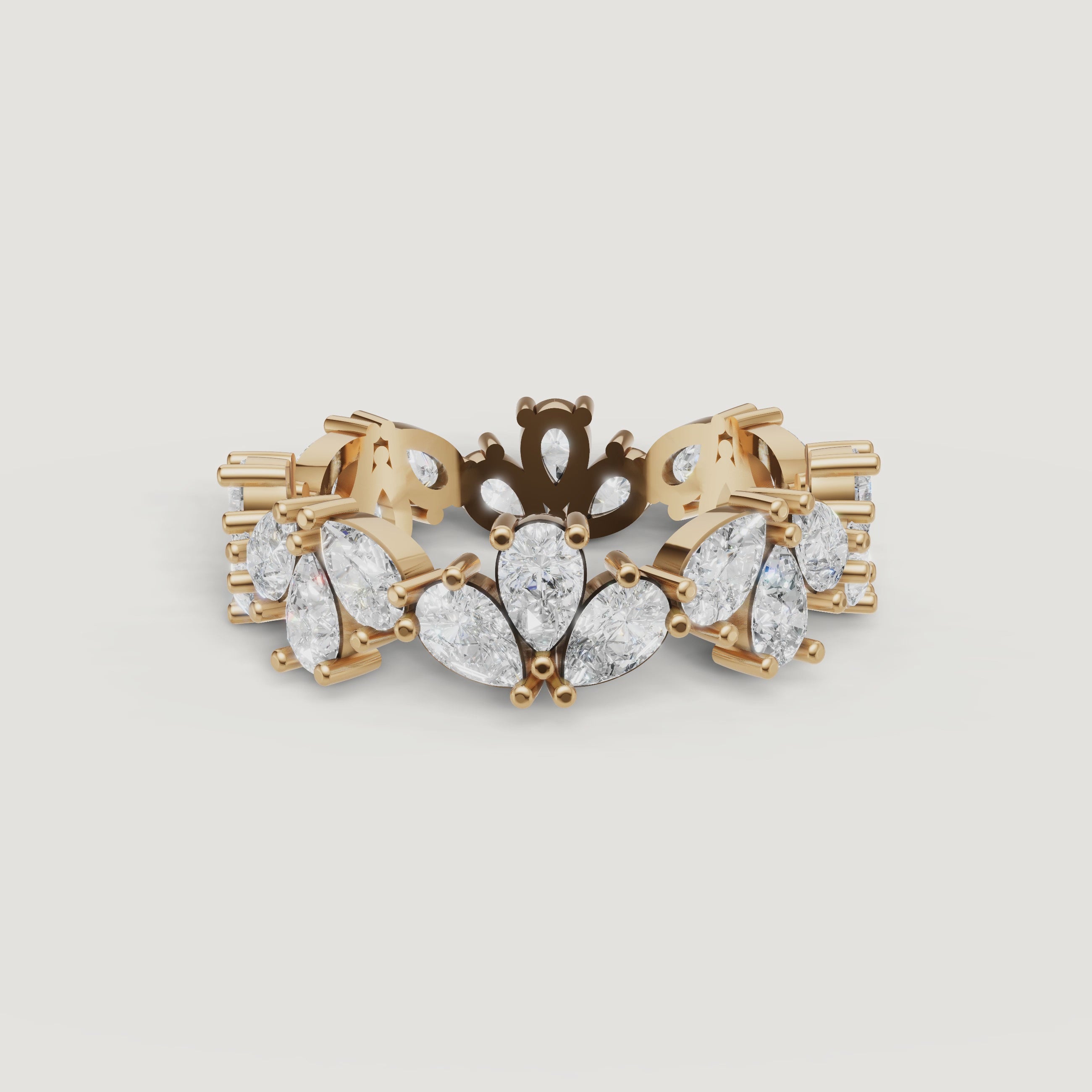 rotating view of pear lab grown diamond eternity band