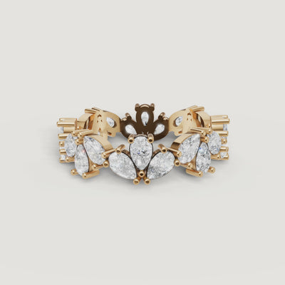 rotating view of pear lab grown diamond eternity band