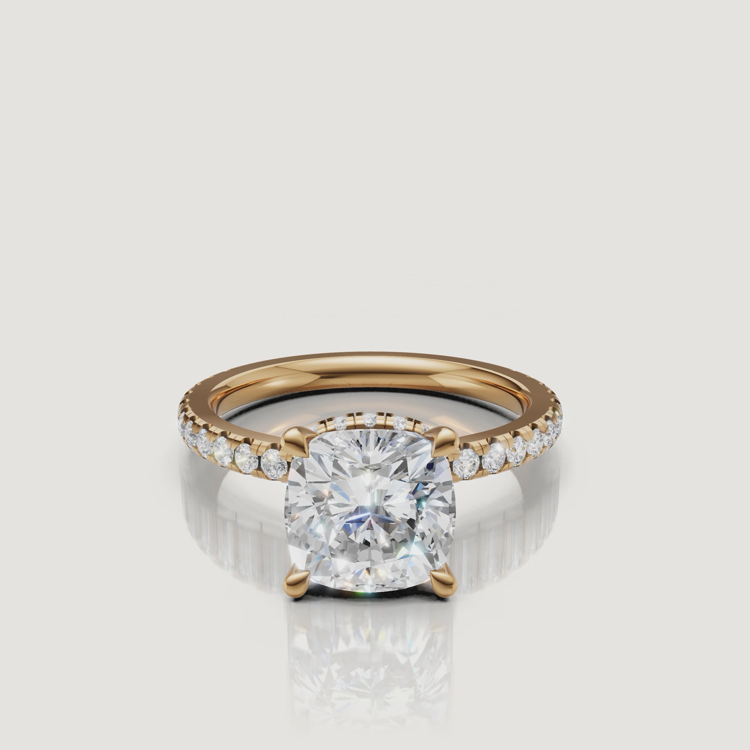 Cushion Lab Grown Diamond Ring Video in 14K Yellow Gold – Raul Diamonds